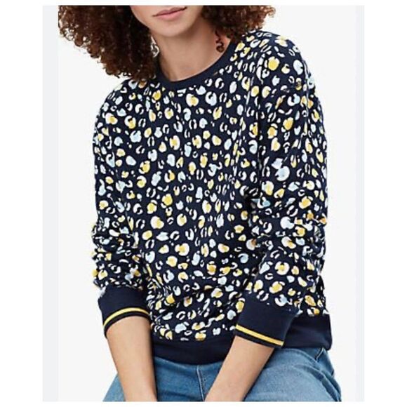 Joules Presley Slim Sweatshirt in Navy Leopard Size 4 - Picture 2 of 5